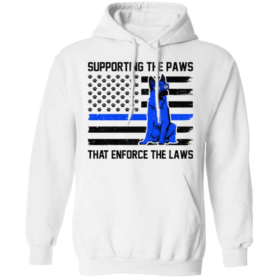 Supporting The Paws That Enforce The Laws Police Paw Dog-T-Shirt & Hoodie-Pullover Hoodie-White