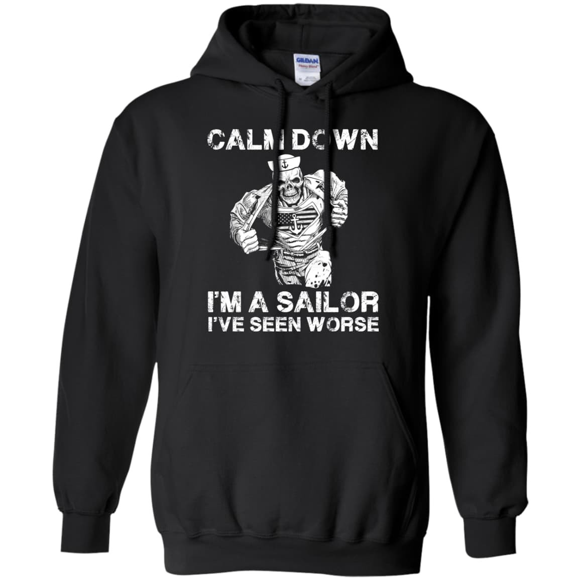 CALM DOWN - IM A SAILOR-T-Shirt & Hoodie-Pullover Hoodie-Black