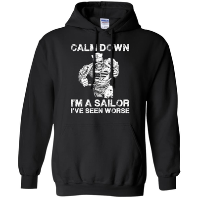 CALM DOWN - IM A SAILOR-T-Shirt & Hoodie-Pullover Hoodie-Black