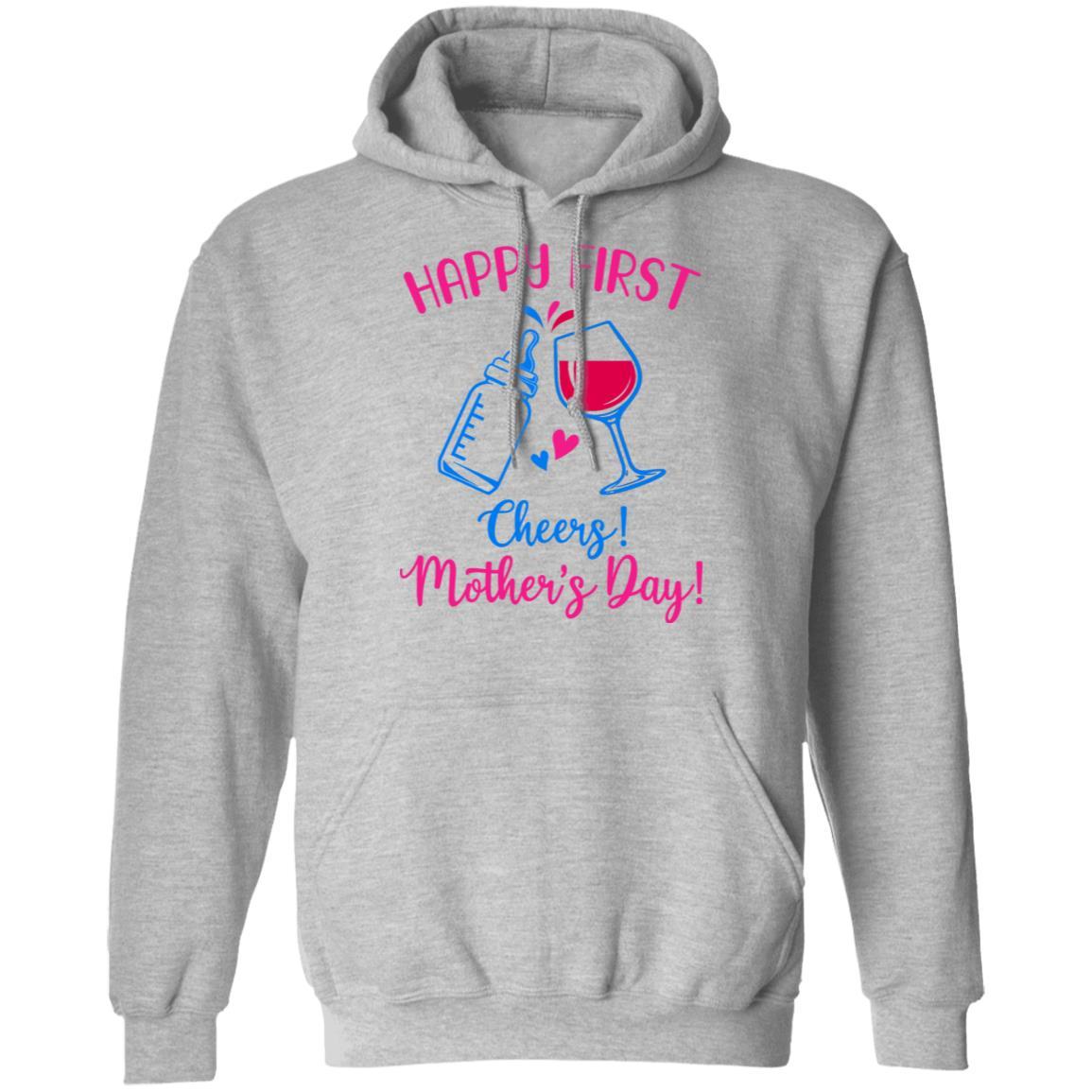 First Mothers Day Mommy Baby Girl Cheers Matching-T-Shirt & Tank Top-Pullover Hoodie-Sport Grey