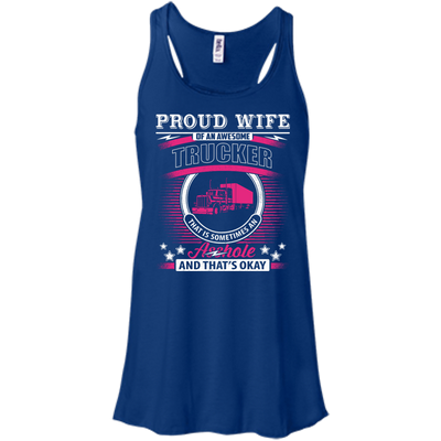 Proud Wife Of An Awesome Trucker-T-Shirt & Hoodie-Women's Flowy Racerback Tank-True Royal