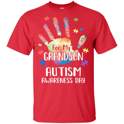 Support Autism Awareness For My Grandson Puzzle Gift-T-Shirt & Hoodie-Classic T-Shirt-Red