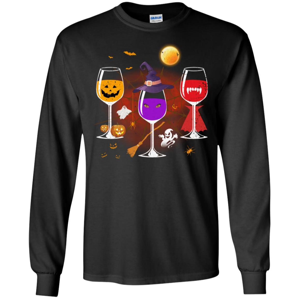 Wine Glass Of Witchcraft Funny Halloween-T-Shirt & Tank Top-Long Sleeve T-Shirt-Black