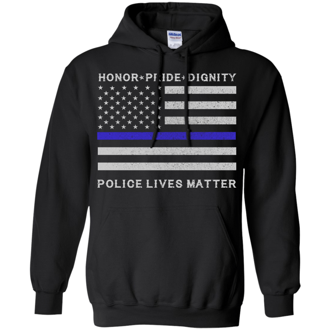 Police Lives Matter Honor Pride Dignity-T-Shirt & Hoodie-Pullover Hoodie-Black