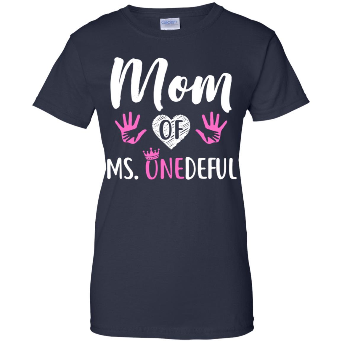 Funny Mom Of Ms. Onederful Wonderful 1st Birthday Girl-T-Shirt & Hoodie-Women's T-Shirt-Navy