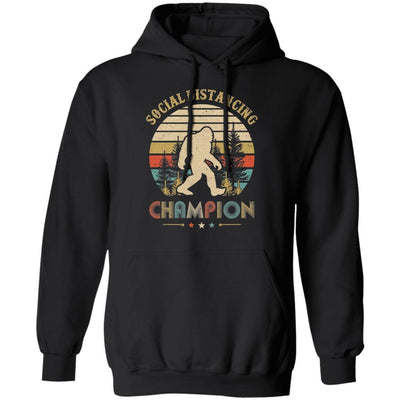 Bigfoot Social Distancing Champion-T-Shirt & Hoodie-Pullover Hoodie-Black