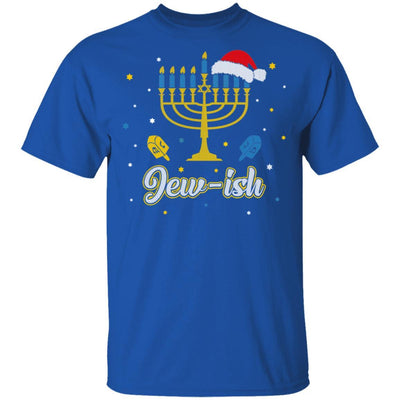 Christmas Ugly Hanukkah Sweater menorah Santa hat Jew-ish-T-Shirt & Sweatshirt-Classic T-Shirt-Royal