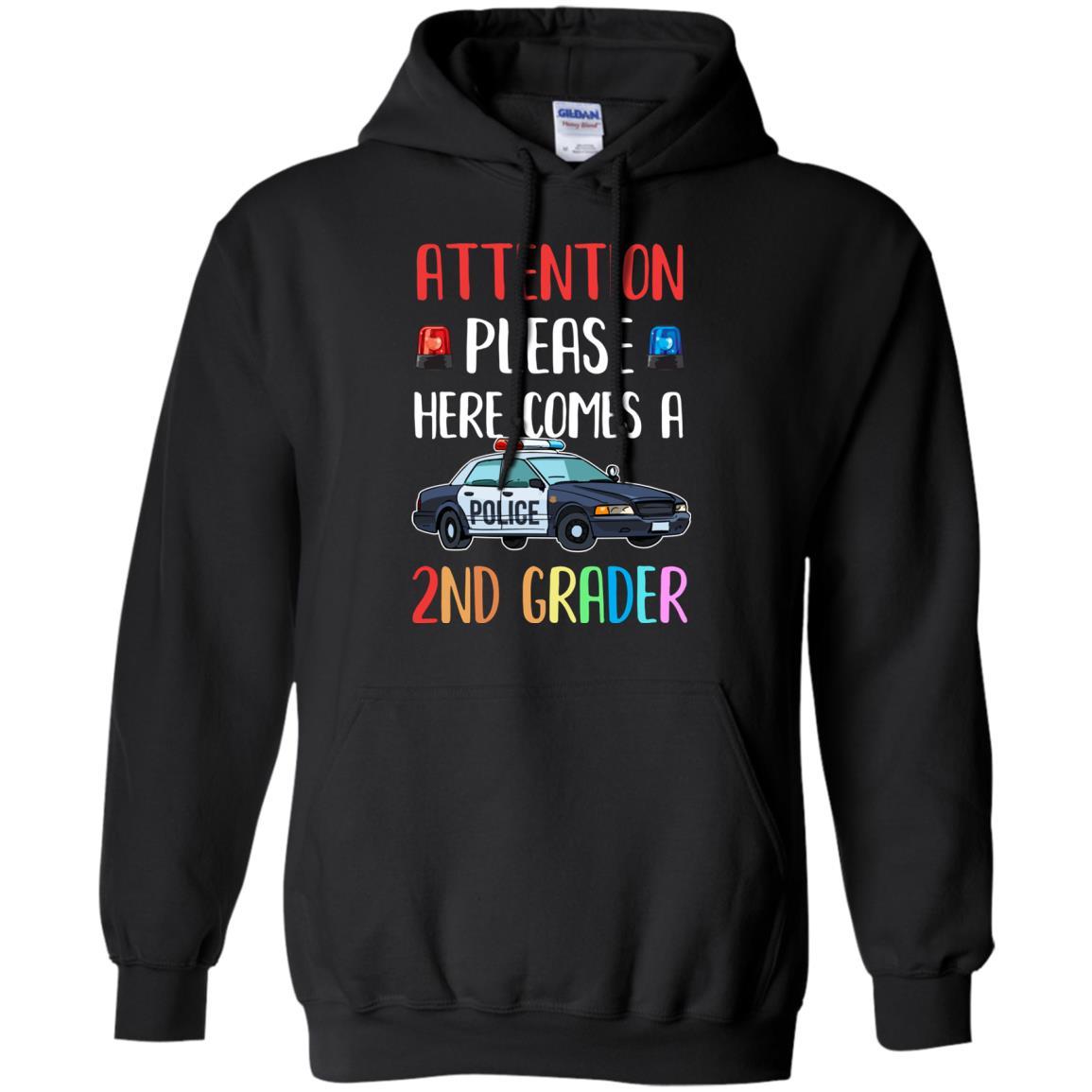 Kids First Day Of School 2021 2nd Grade Police Attention Please Youth-T-Shirt & Hoodie-Youth Pullover Hoodie-Black