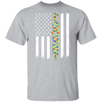 Autism Awareness American Flag Distressed-T-Shirt & Hoodie-Classic T-Shirt-Sport Grey