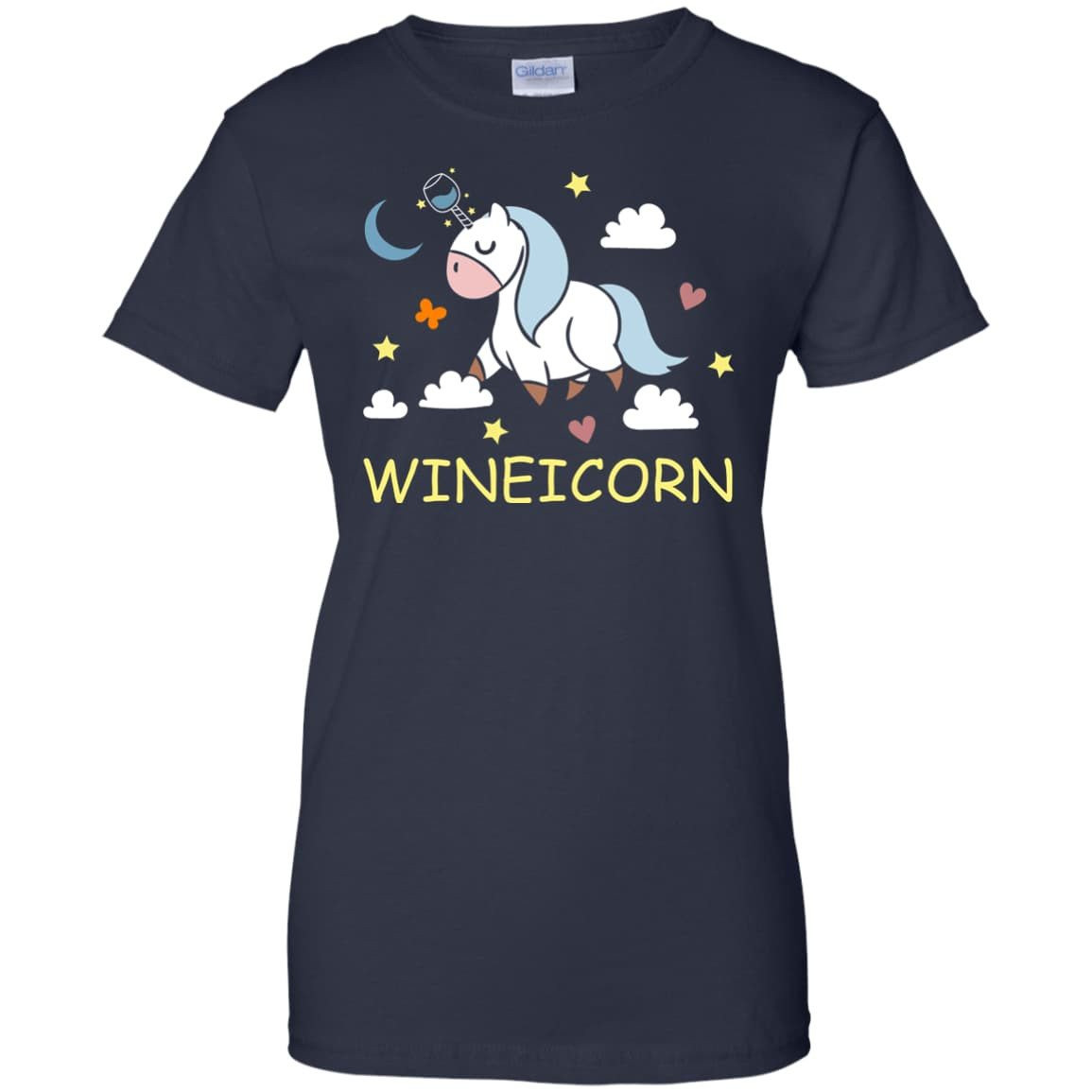 Funny Wine Unicorn Wineicorn-T-Shirt & Hoodie-Women's T-Shirt-Navy