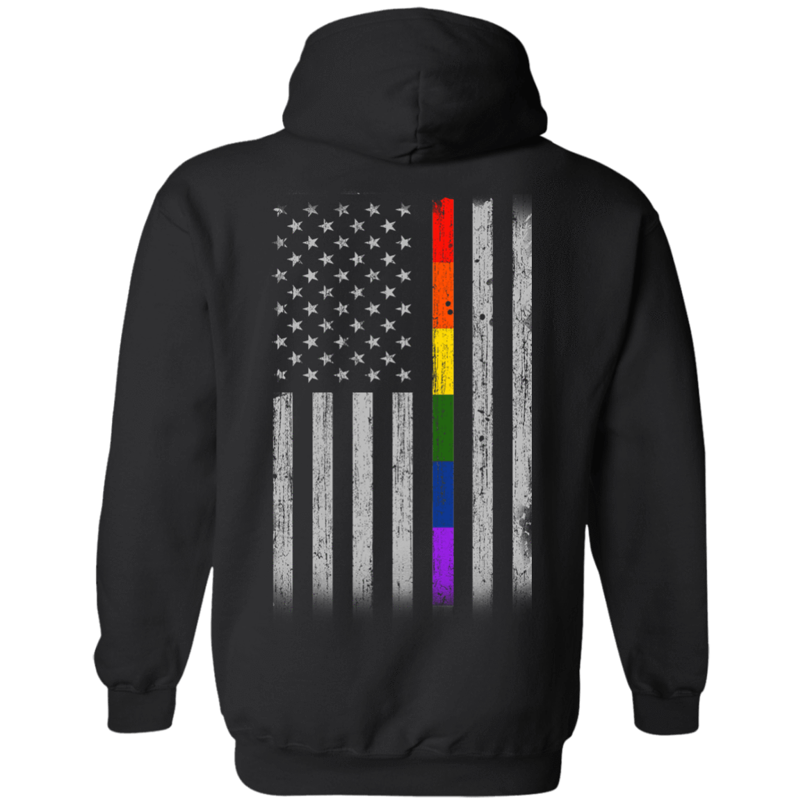 Rainbow Lesbian Gay Pride LGBT America Flag-T-Shirt & Hoodie-Pullover Hoodie-Black