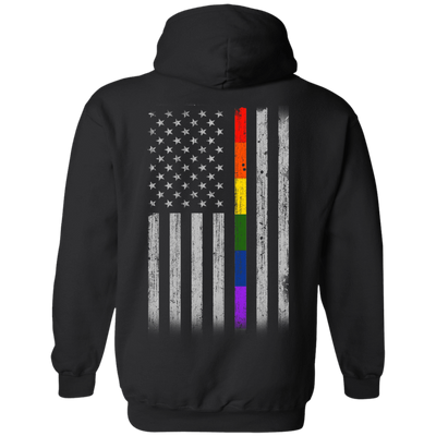 Rainbow Lesbian Gay Pride LGBT America Flag-T-Shirt & Hoodie-Pullover Hoodie-Black