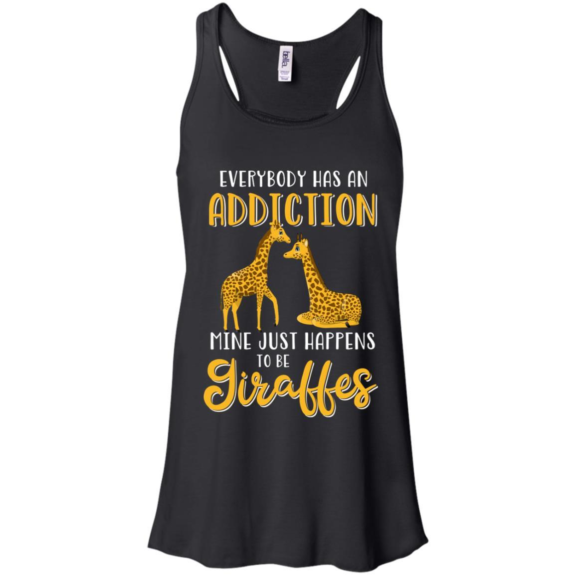 Everybody Has An Addiction Mine Just Happens To Be Giraffes-T-Shirt & Tank Top-Women's Flowy Racerback Tank-Black