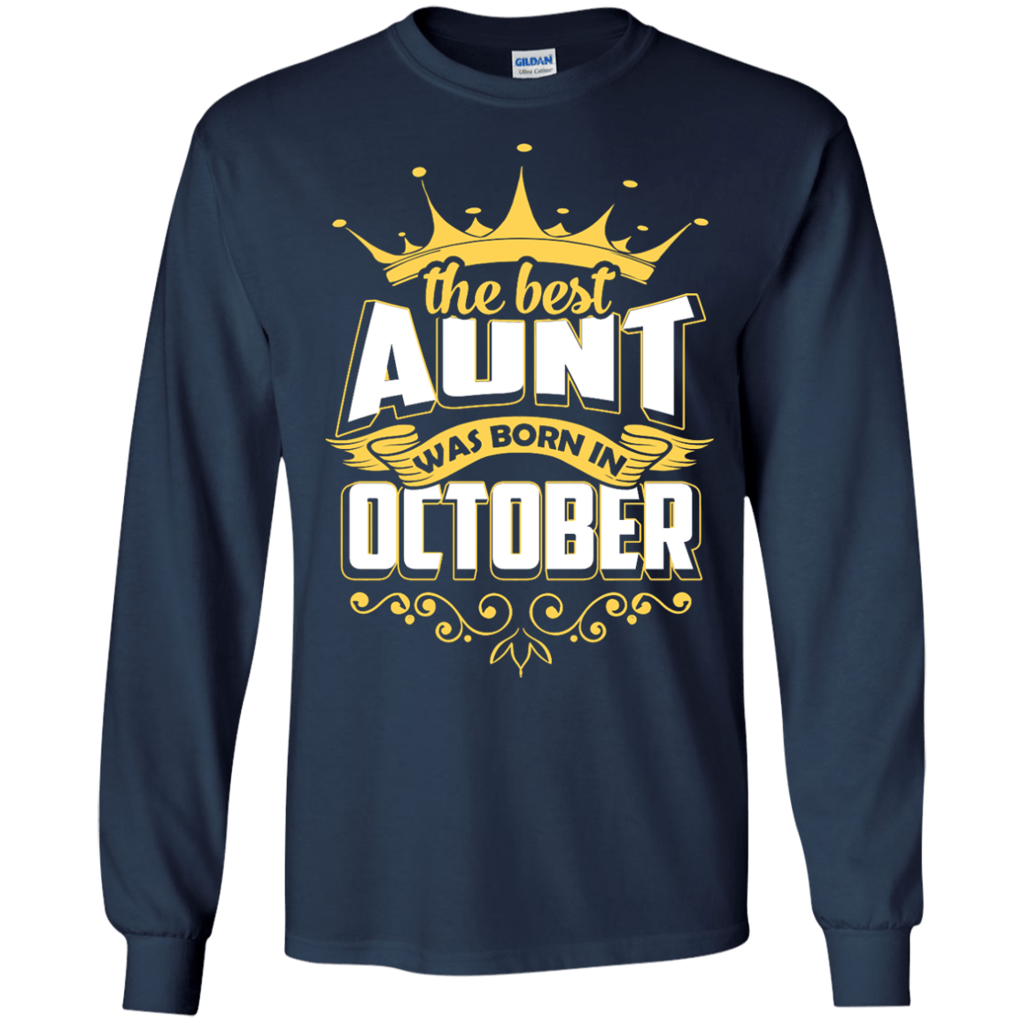 The Best Aunt Was Born In October-T-Shirt & Hoodie-Long Sleeve T-Shirt-Navy