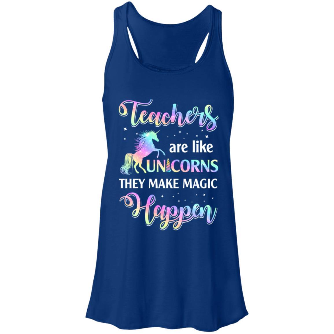 Teachers Are Like Unicorns They Make Magic Happen-T-Shirt & Tank Top-Women's Flowy Racerback Tank-True Royal