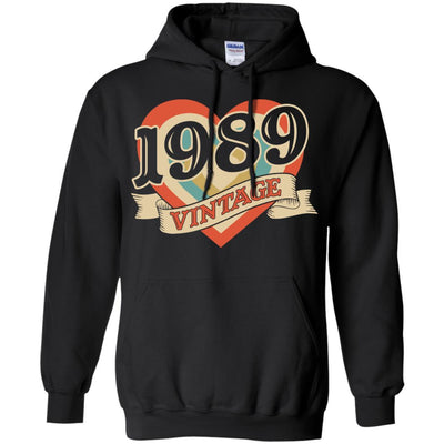 Vintage Retro Classic Heart Made In 1989 32th Birthday-T-Shirt & Tank Top-Pullover Hoodie-Black