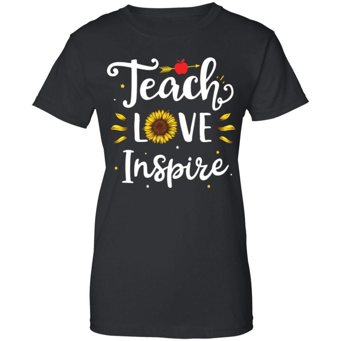 Teach Love And Inspire Teacher Sunflower-T-Shirt & Hoodie-Women's T-Shirt-Black