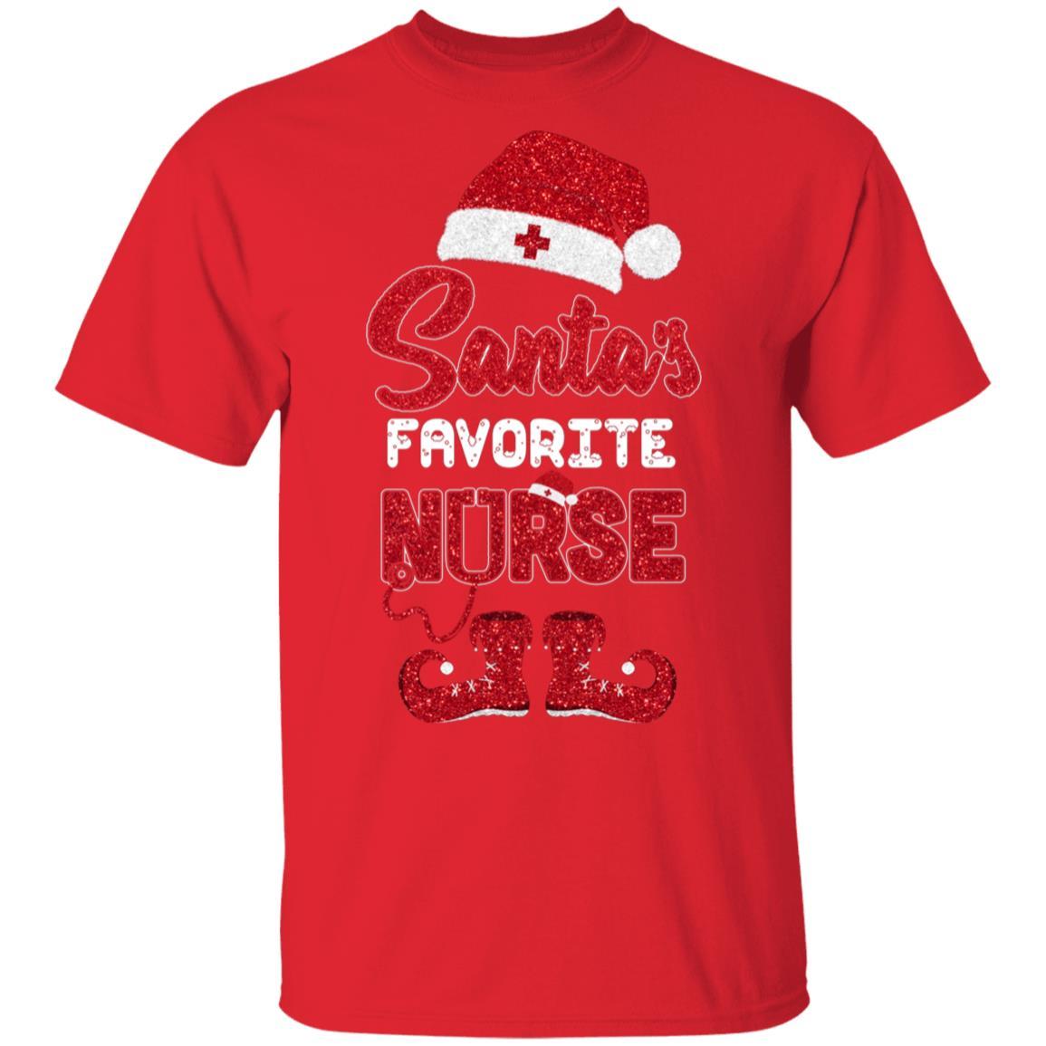 Santa's Favorite Nurse Christmas-T-Shirt & Sweatshirt-Classic T-Shirt-Red