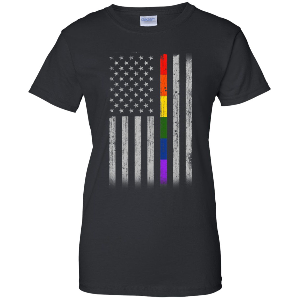Rainbow Lesbian Gay Pride LGBT America Flag-T-Shirt & Hoodie-Women's T-Shirt-Black