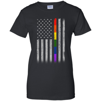 Rainbow Lesbian Gay Pride LGBT America Flag-T-Shirt & Hoodie-Women's T-Shirt-Black