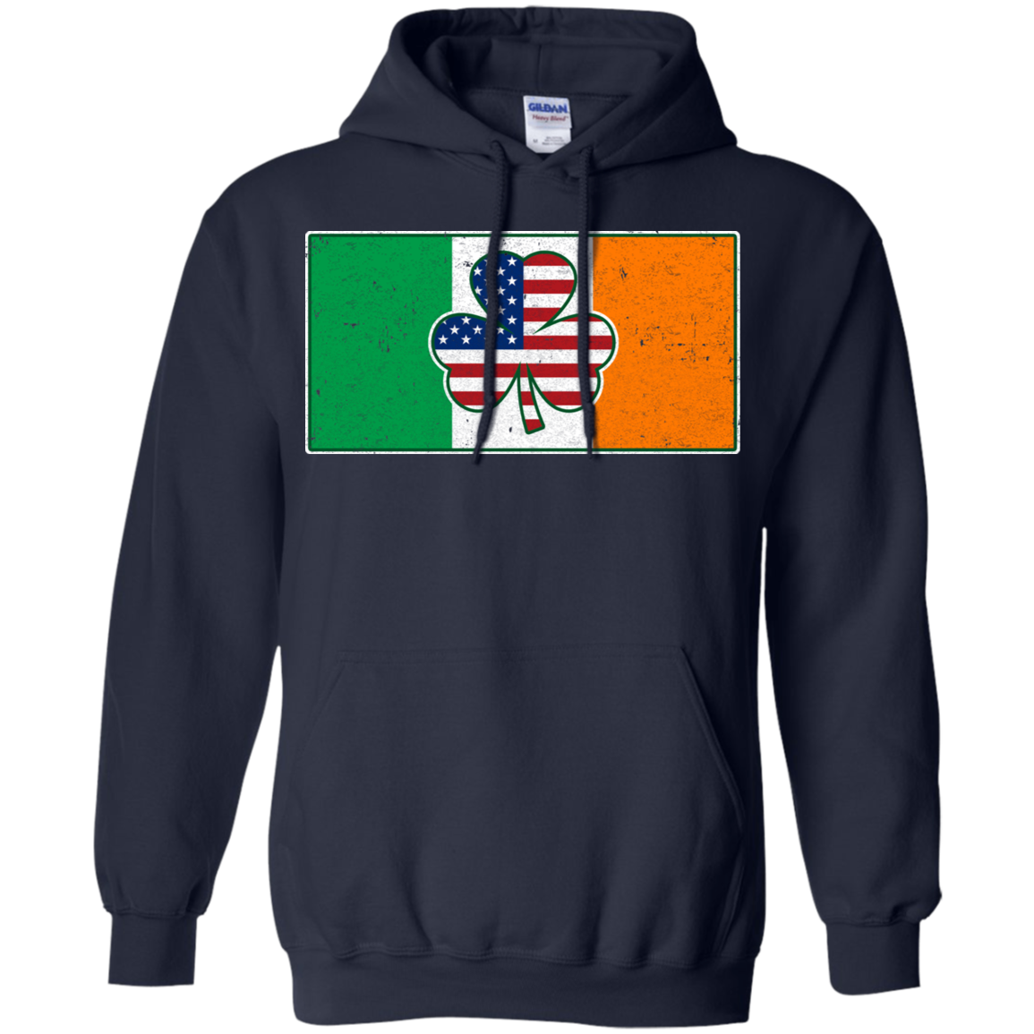 Shamrock Irish Ireland USA American Flag Gift-T-Shirt & Hoodie-Pullover Hoodie-Navy