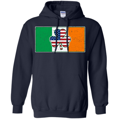 Shamrock Irish Ireland USA American Flag Gift-T-Shirt & Hoodie-Pullover Hoodie-Navy