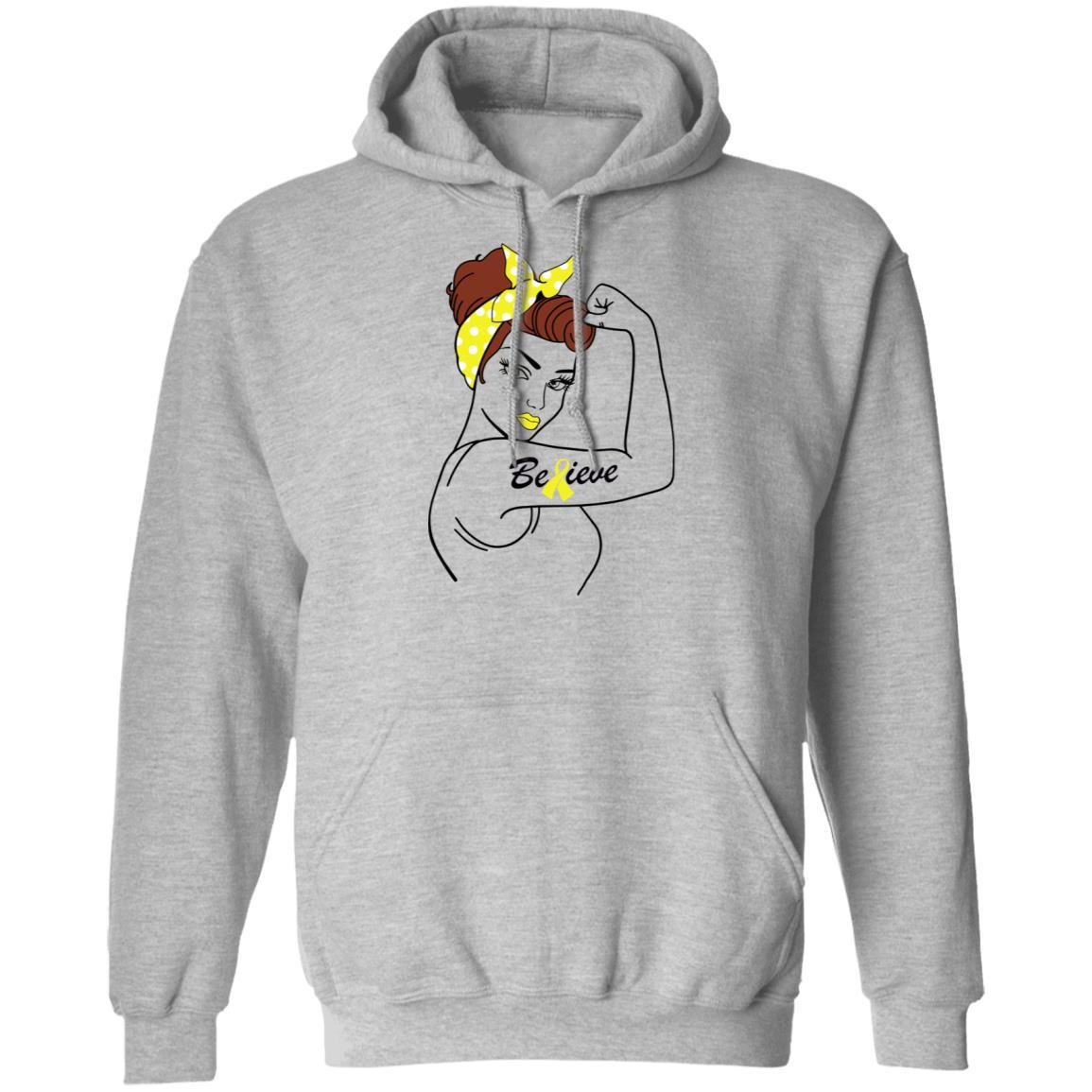 Support Sarcoma Awareness Warrior Believe-T-Shirt & Hoodie-Pullover Hoodie-Sport Grey