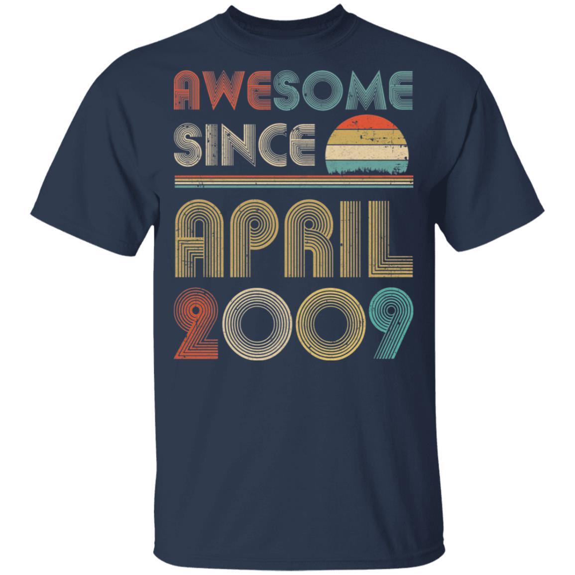 Awesome Since April 2009 Vintage 12th Birthday Gifts Youth-Youth Shirt-Youth T-Shirt-Navy