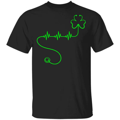 Shamrock Nurse Stethoscopes Heartbeat St Patrick Day-T-Shirt & Hoodie-Classic T-Shirt-Black
