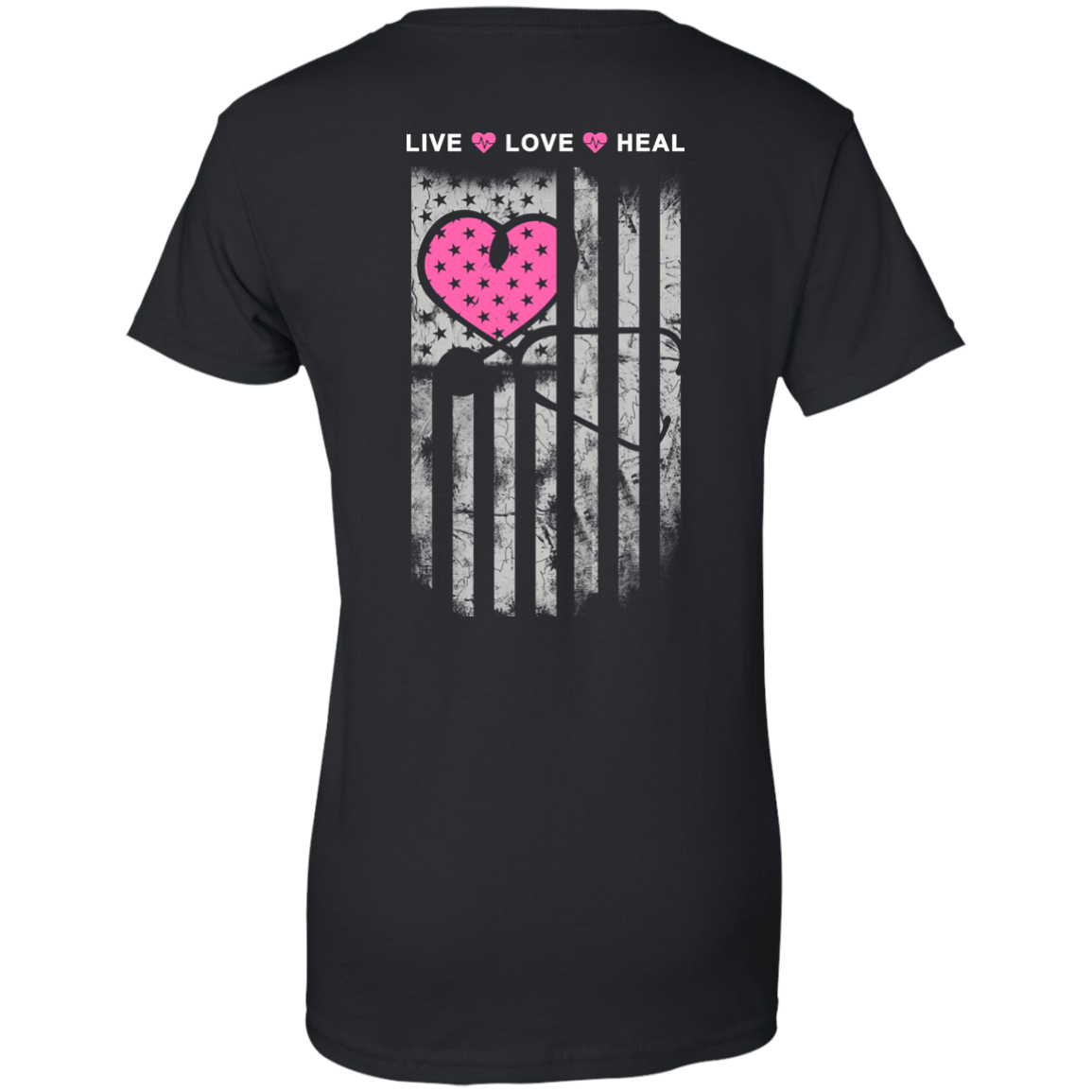 Nurse Heart Flag American Live Love Heal-T-Shirt & Hoodie-Women's T-Shirt-Black