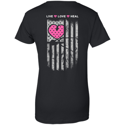 Nurse Heart Flag American Live Love Heal-T-Shirt & Hoodie-Women's T-Shirt-Black