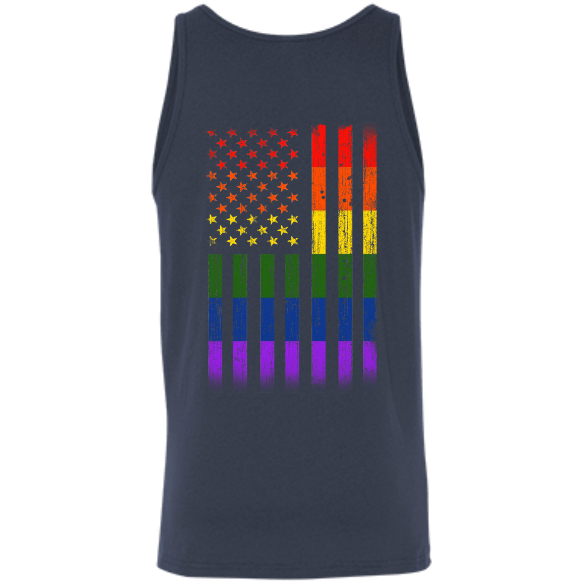 Rainbow Lesbian Gay Pride LGBT America Flag-T-Shirt & Hoodie-Unisex Tank-Navy