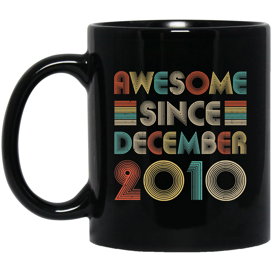 Awesome Since December 2010 Vintage 11th Birthday Gifts Youth Mug-Coffee Mug-BM11OZ 11 oz. Black Mug-Black