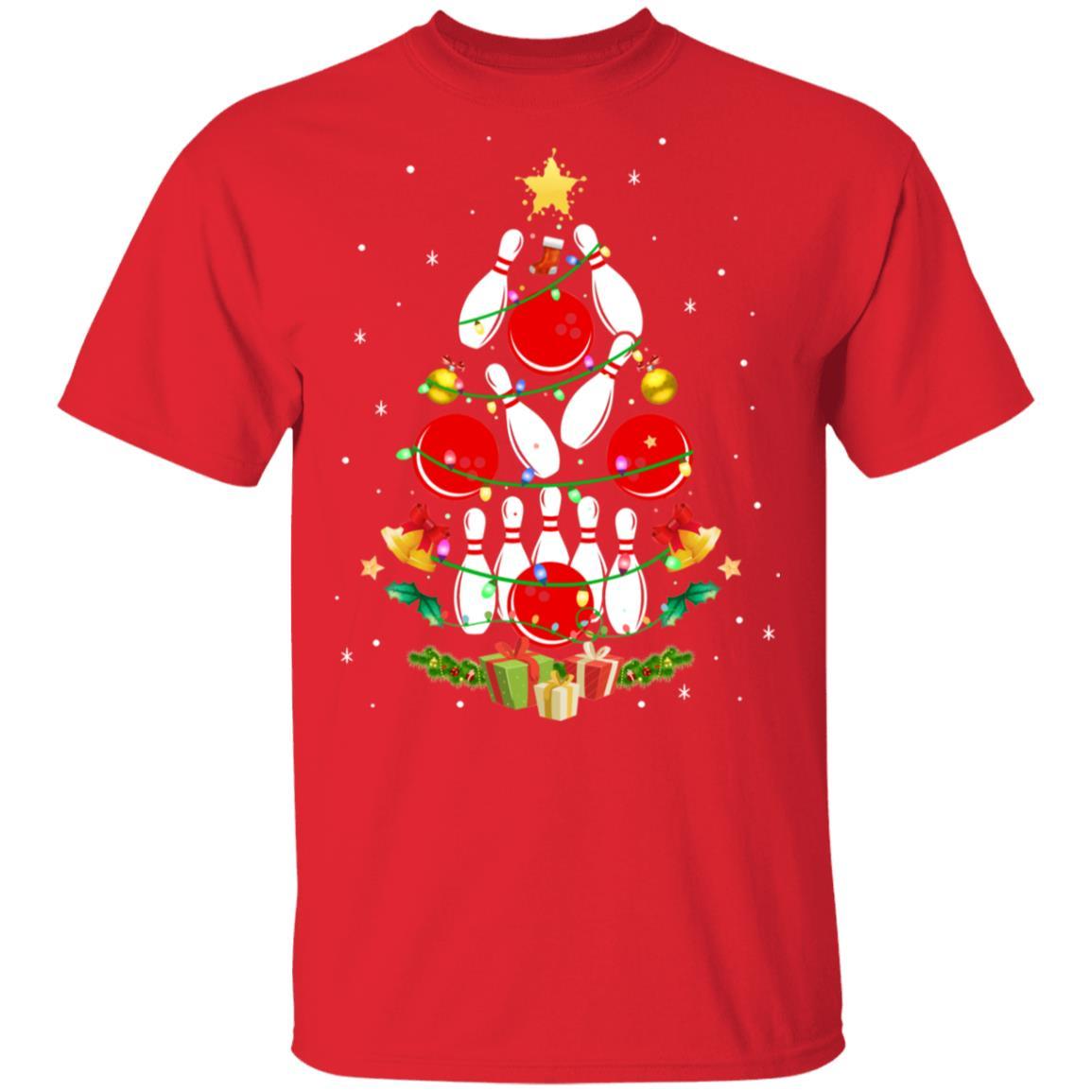 Funny Bowling Christmas Tree Light Xmas Gift-T-Shirt & Sweatshirt-Classic T-Shirt-Red