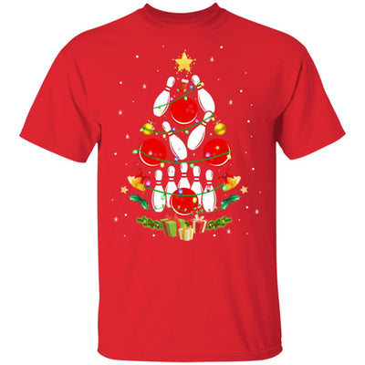 Funny Bowling Christmas Tree Light Xmas Gift-T-Shirt & Sweatshirt-Classic T-Shirt-Red