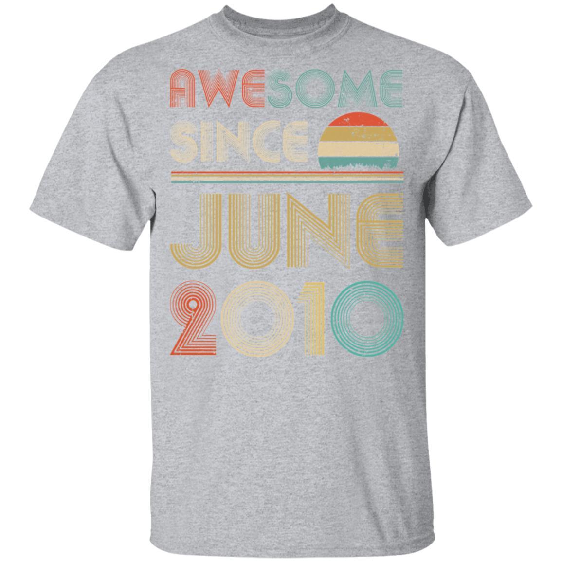 Awesome Since June 2010 Vintage 11th Birthday Gifts Youth-Youth Shirt-Youth T-Shirt-Sport Grey