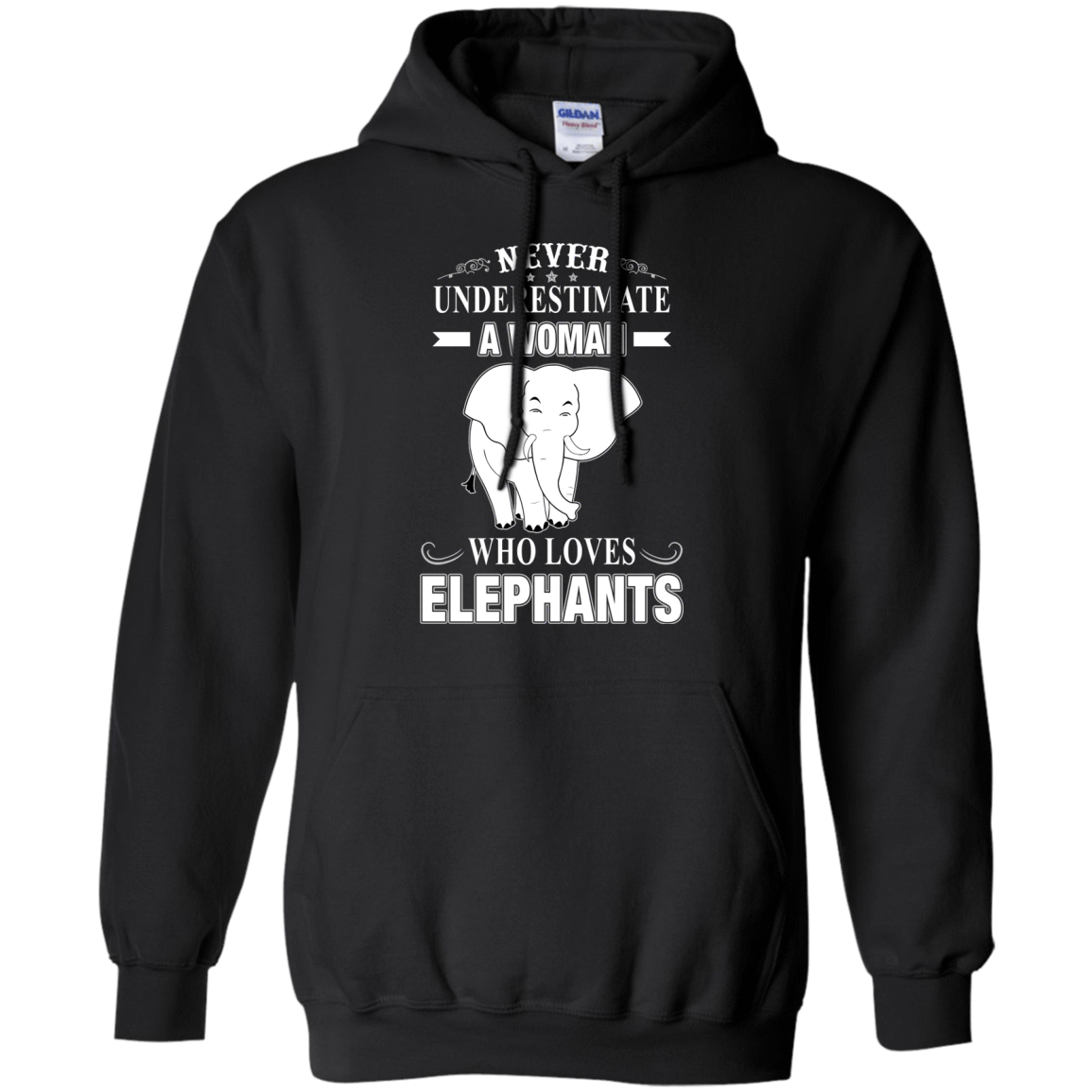 Never Underestimate Woman Loves Elephant-T-Shirt & Hoodie-Pullover Hoodie-Black