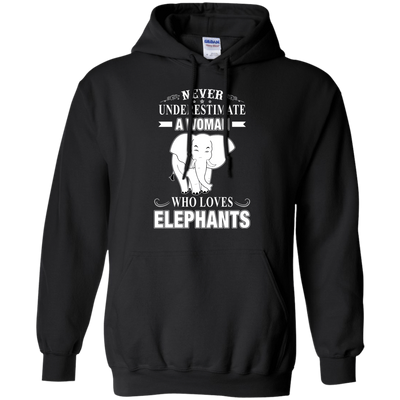 Never Underestimate Woman Loves Elephant-T-Shirt & Hoodie-Pullover Hoodie-Black