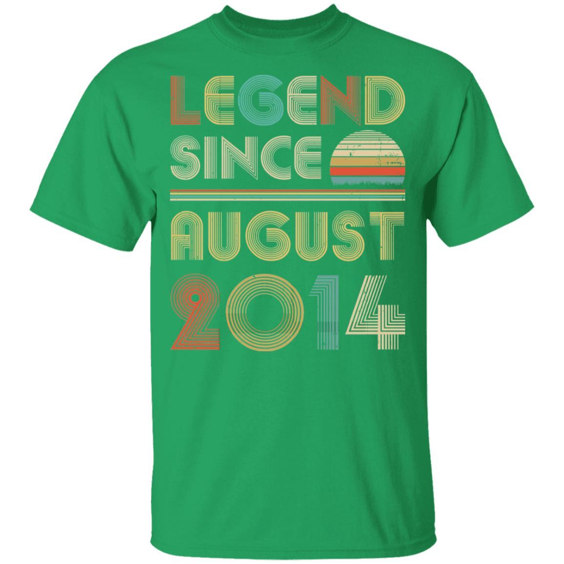 Legend Since August 2014 Vintage 7th Birthday Gifts Youth-Youth Shirt-Youth T-Shirt-Irish Green