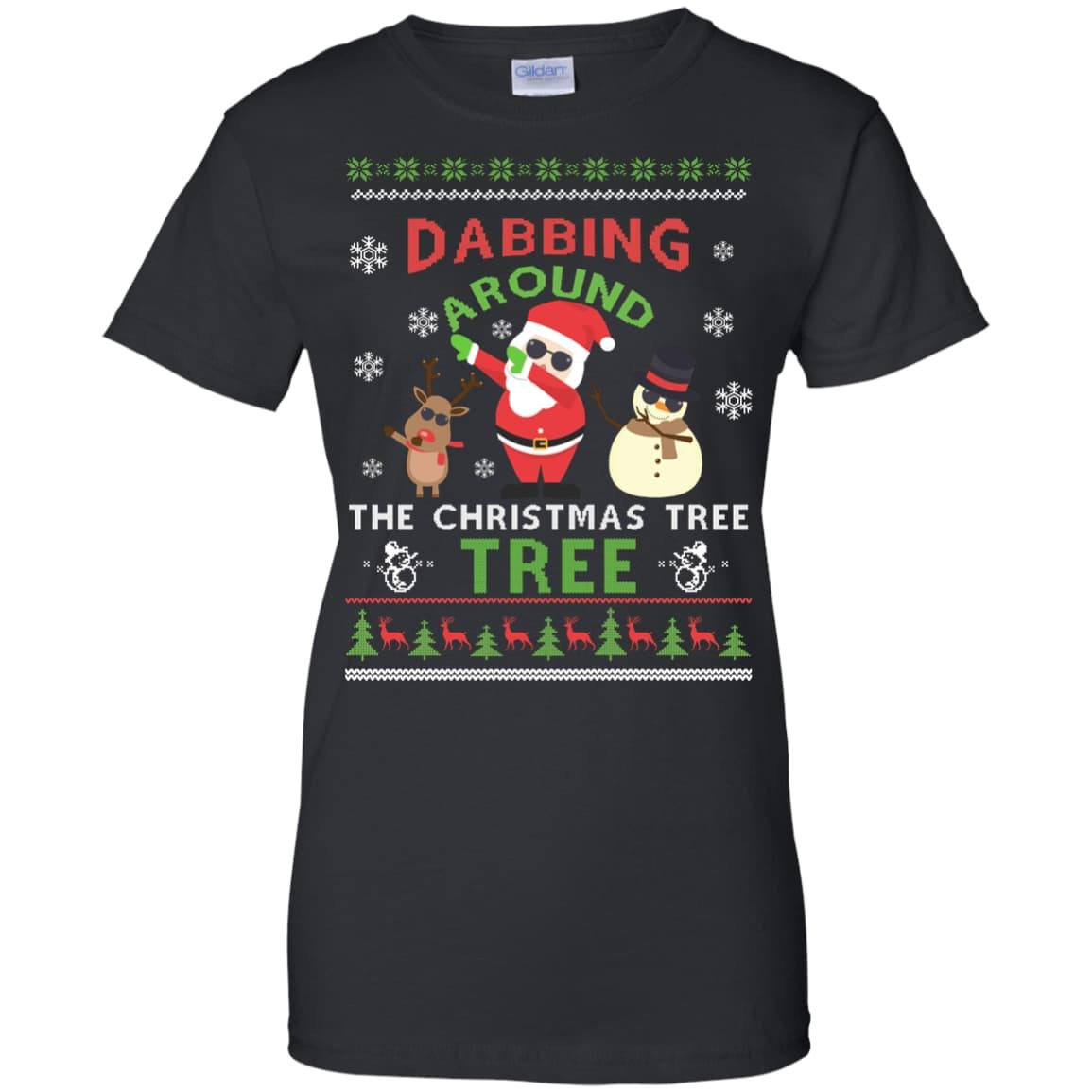 Dabbing Around The Christmas Tree Ugly Sweater-T-Shirt & Hoodie-Women's T-Shirt-Black