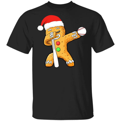Dabbing Gingerbread Santa Baseball Christmas Pajama Gifts-T-Shirt & Sweatshirt-Classic T-Shirt-Black
