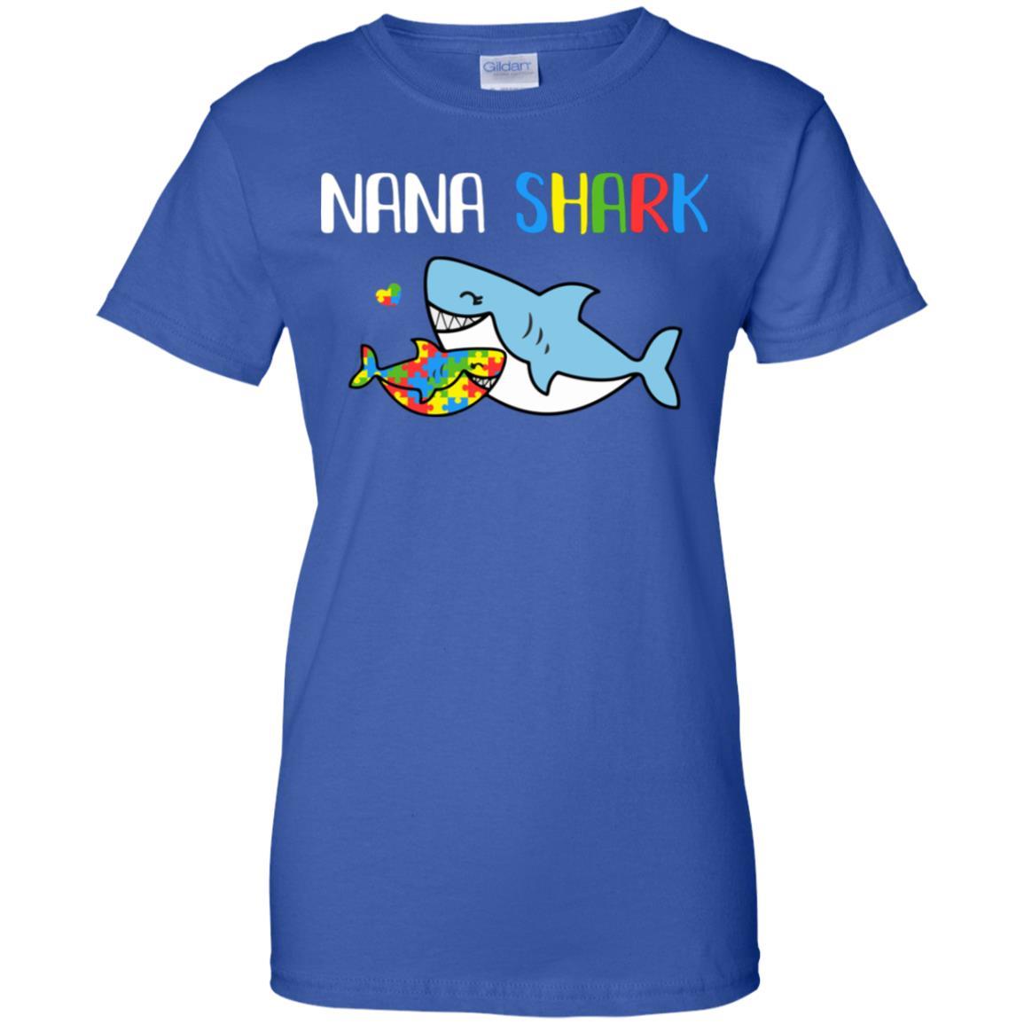 Nana Shark Support Autism Awareness For Grandchild-T-Shirt & Hoodie-Women's T-Shirt-Royal