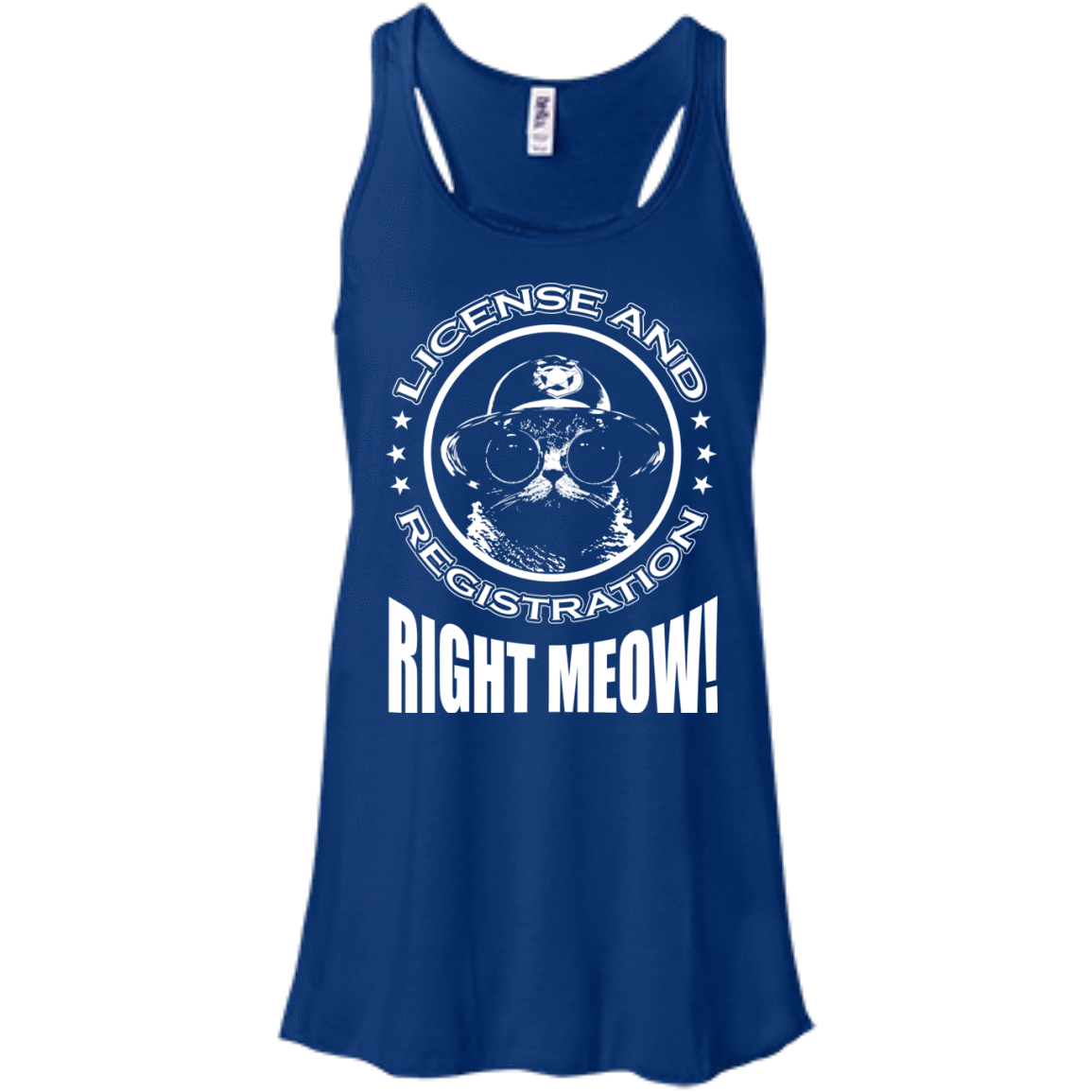 License And Registration Meow-T-Shirt & Hoodie-Women's Flowy Racerback Tank-True Royal