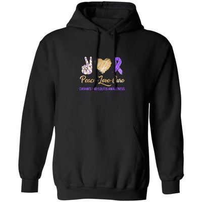 Peace Love Cure Crohn's And Colitis Awareness-T-Shirt & Hoodie-Pullover Hoodie-Black