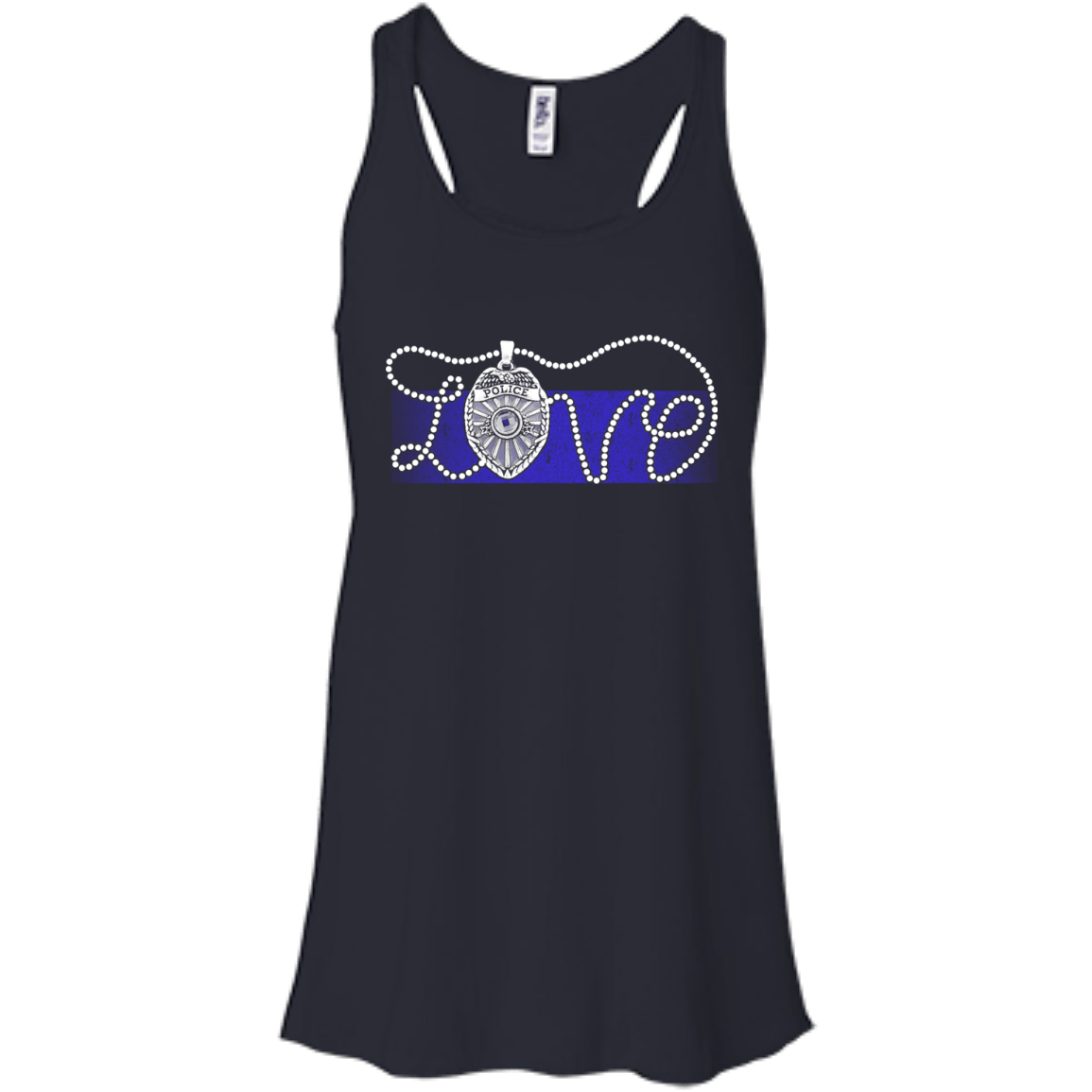 Love Thin Blue Line-T-Shirt & Hoodie-Women's Flowy Racerback Tank-Midnight