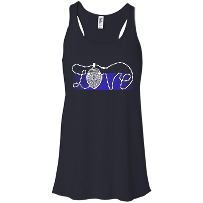 Love Thin Blue Line-T-Shirt & Hoodie-Women's Flowy Racerback Tank-Midnight