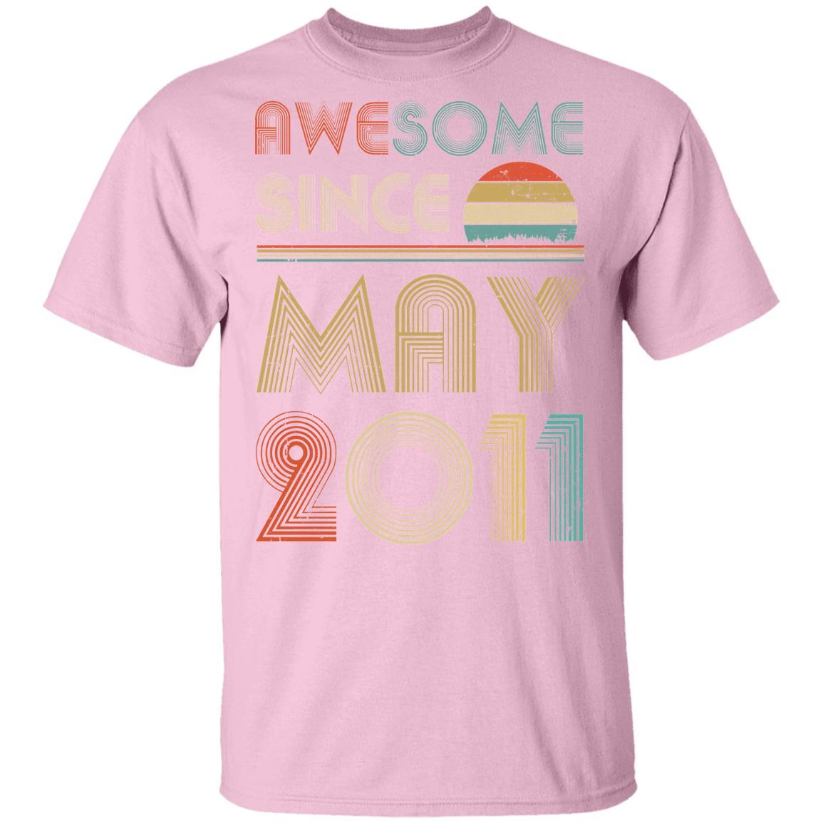 Awesome Since May 2011 Vintage 10th Birthday Gifts Youth-Youth Shirt-Youth T-Shirt-Light Pink