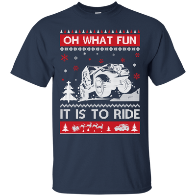 Jeep Sweater Christmas Oh What Fun It Is To Ride-T-Shirt & Hoodie-Classic T-Shirt-Navy