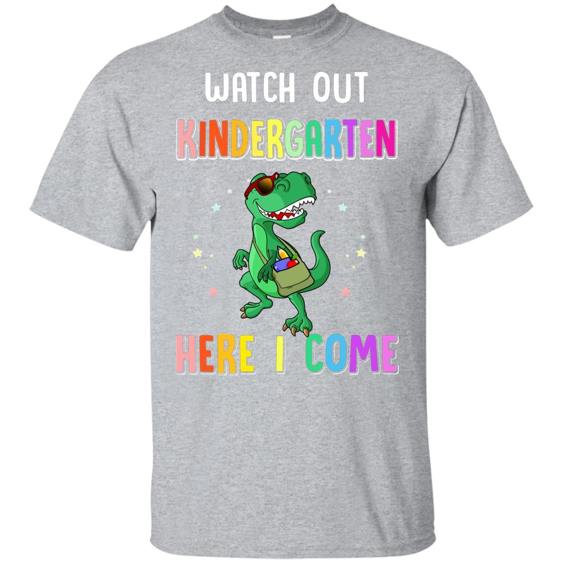 Kindergarten Here I Come Dinosaur Back To School Youth-Youth Shirt-Youth T-Shirt-Sport Grey