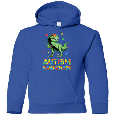 Dinosaur Puzzle Autism Awareness For Boys Girls Youth-Youth Shirt-Youth Pullover Hoodie-Royal